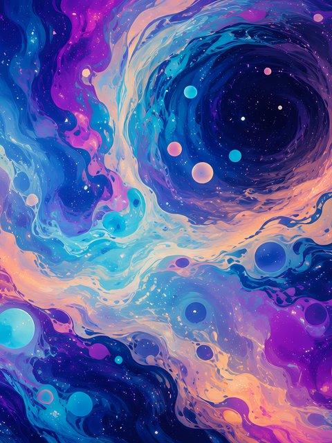 Blue Paint Mixing in Fluid Spirals - Wallpapers for HTC/BlackBerry in 480x640 resolution