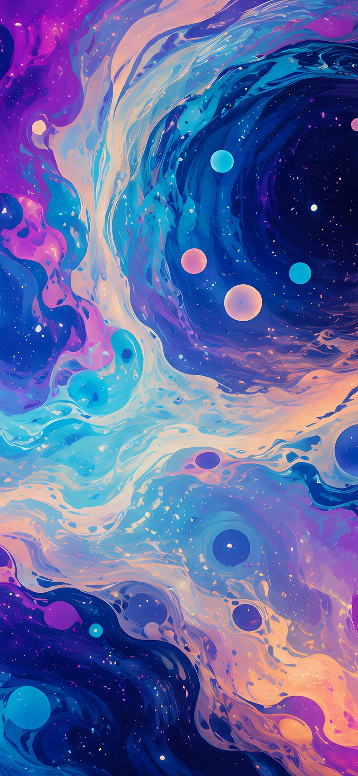 Blue Paint Mixing in Fluid Spirals - Wallpapers for Samsung Galaxy A11/A20e/A20/M11, Xiaomi Redmi 9A/9C, POCO C40 in 720x1560 resolution