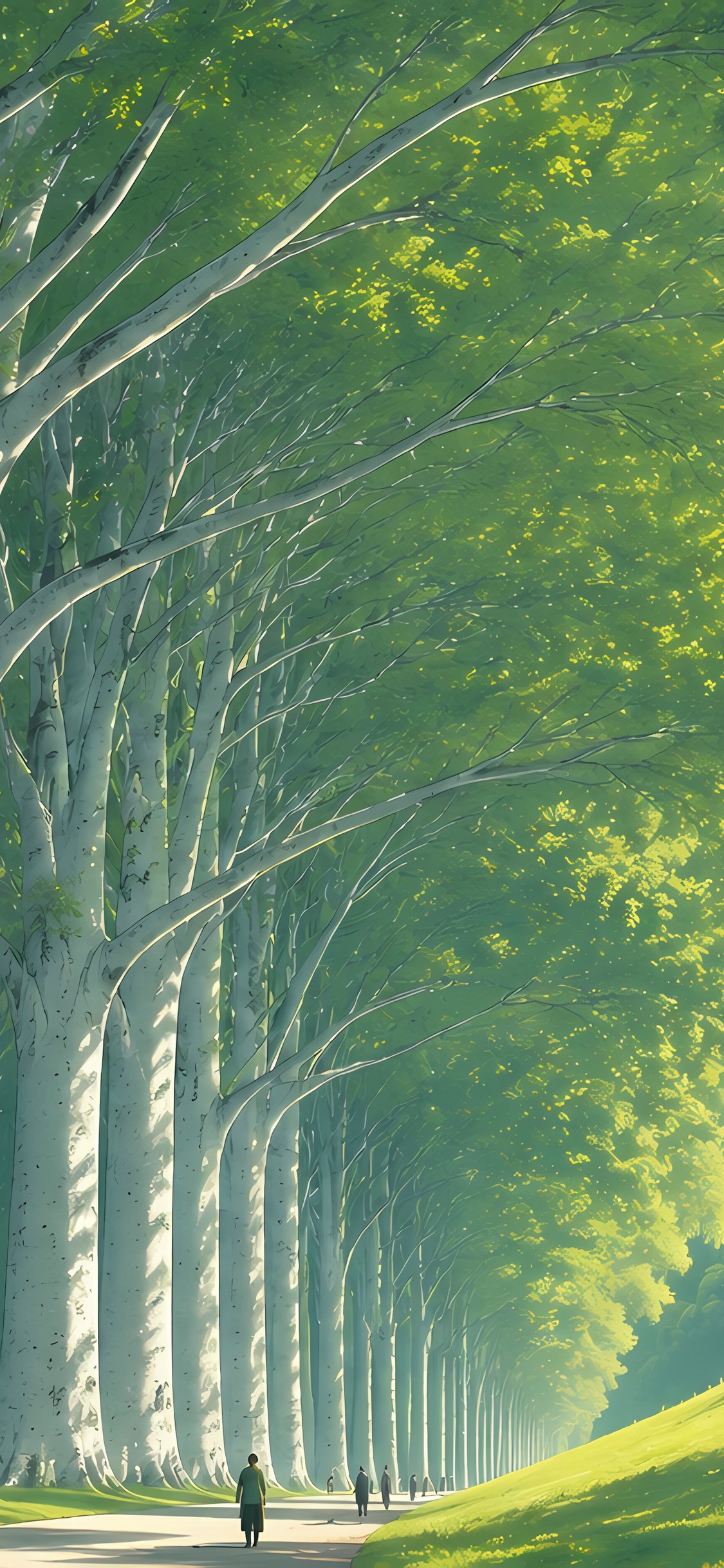 Park with tall trees and green grass - Wallpapers for iPhone X/XS/11 Pro in 1125x2436 resolution