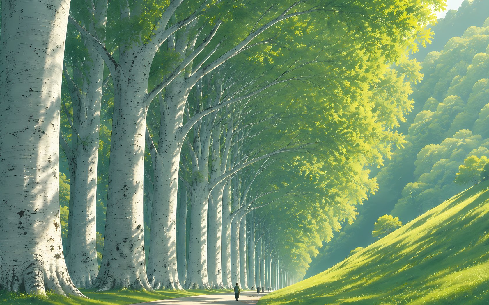 Park with tall trees and green grass - WSXGA+ wallpapers in 1680x1050 resolution