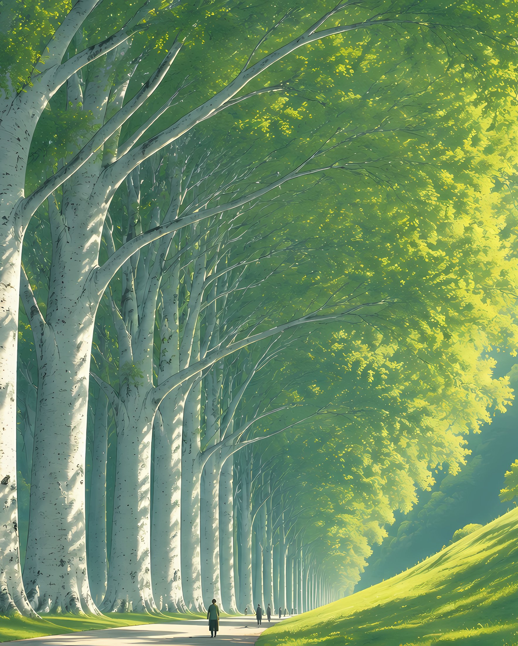 Park with tall trees and green grass - Wallpapers for Samsung Galaxy Z Fold 2/3 in 1768x2208 resolution