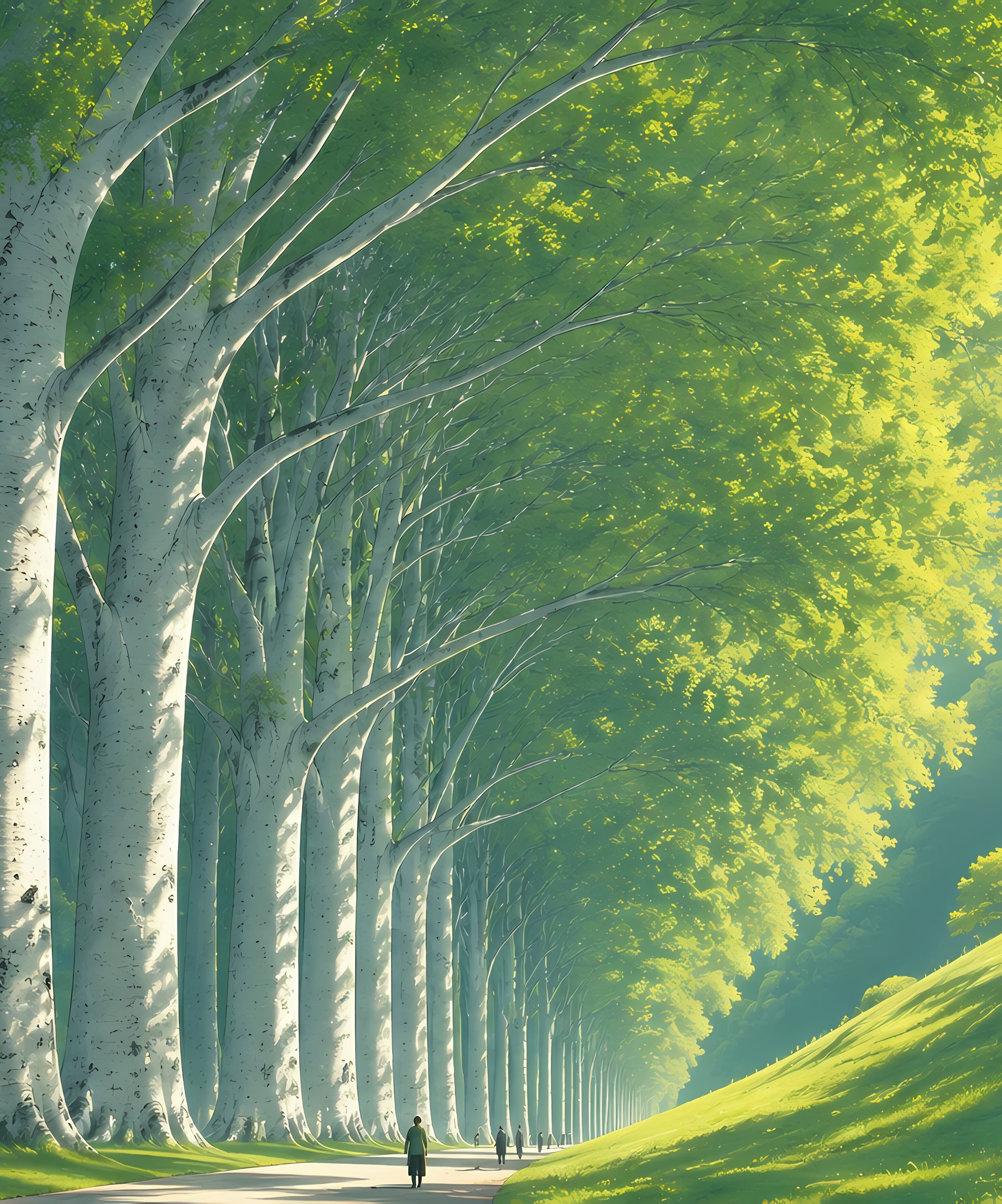 Park with tall trees and green grass - Wallpapers for Samsung Galaxy Z Fold4/Z Fold5/Z Fold6 in 1812x2176 resolution