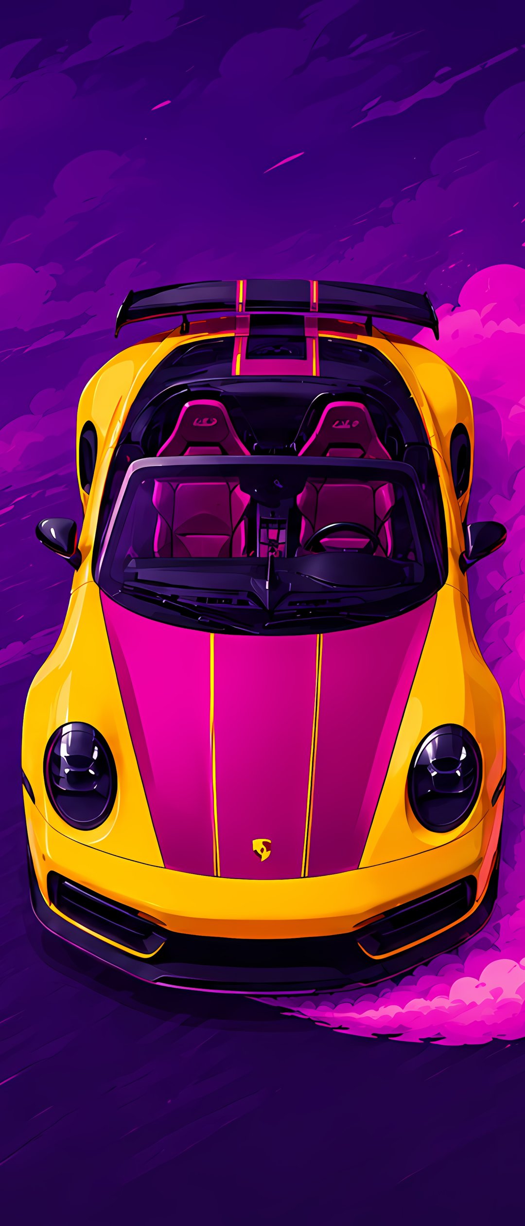 Porsche 911 Drift with Pink Smoke - Wallpapers for Samsung Galaxy Z Flip7, Sony Xperia 5 II/5 III/5 V/10 IV/10 V, Xiaomi Mix Fold 3 in 1080x2520 resolution
