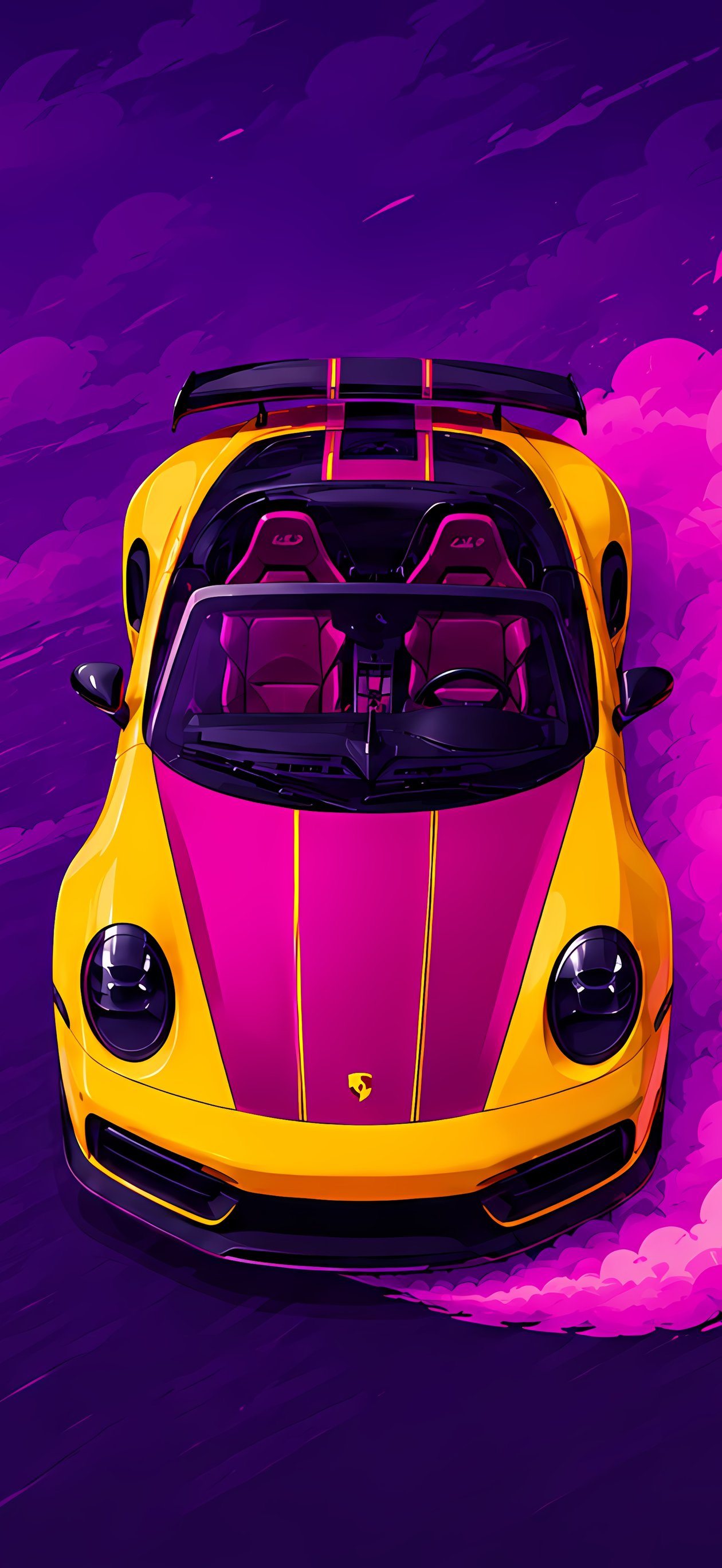 Дрифт Porsche 911 с розовым дымом - Обои для iPhone Air в разрешении 1260x2736