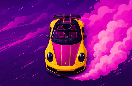 5K обои немецкие авто (5120x2880): Porsche 911, дрифт, кабриолет, дым