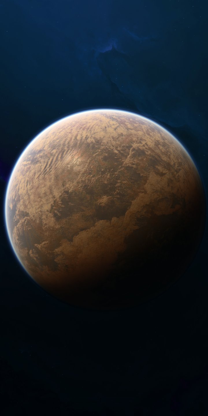 Side-Lit Planet Among the Stars - Wallpapers for Samsung Galaxy A03s, Xiaomi Redmi 7A, POCO C3 in 720x1440 resolution