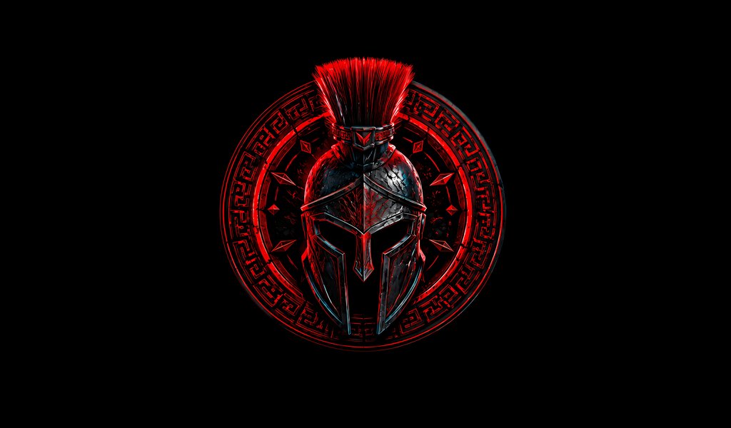 Minimalistic helmet and Spartan symbol - WSVGA wallpapers in 1024x600 resolution