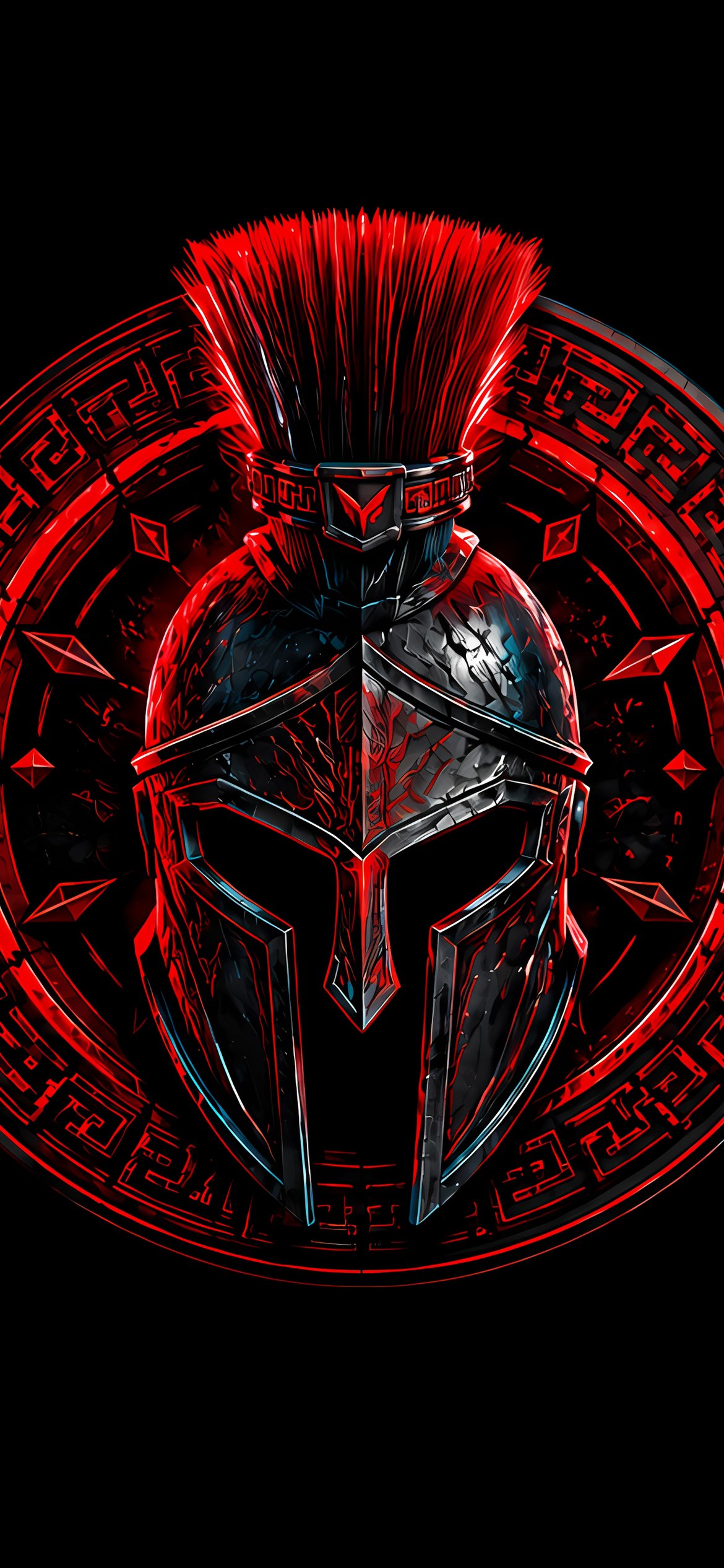 Minimalistic helmet and Spartan symbol - Wallpapers for iPhone 12 Pro/13 Pro/14 in 1170x2532 resolution