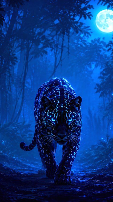 Black panther at night in the jungle - Wallpapers for LG/ASUS in 480x854 resolution