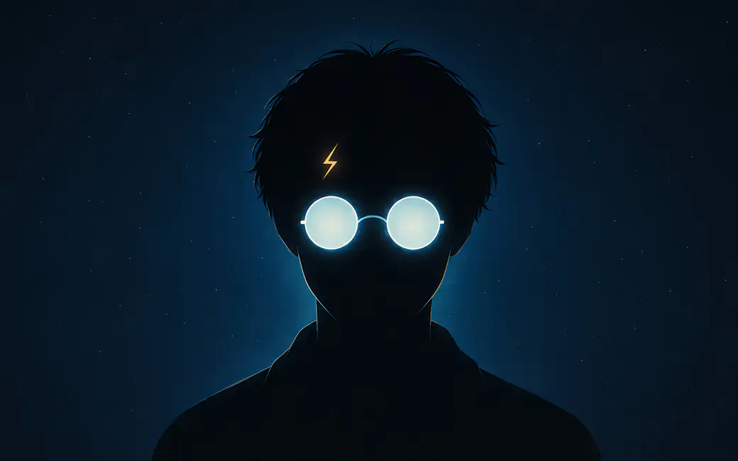 Harry Potter Minimalist Night Silhouette — desktop and phone wallpaper, free download