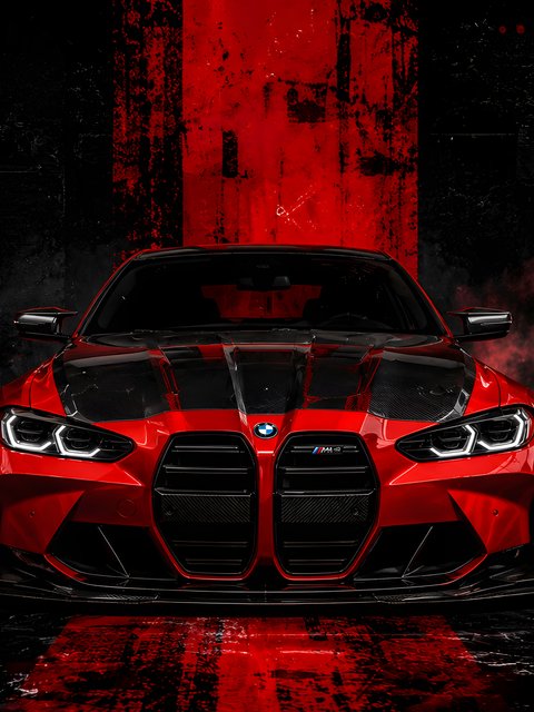 Red BMW M4 G82 with ADRO Body Kit - Wallpapers for HTC/BlackBerry in 480x640 resolution