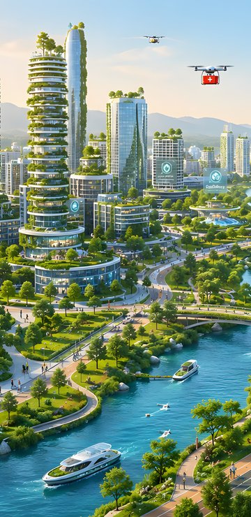 Футуристический город будущего - Обои для Samsung в разрешении 360x740