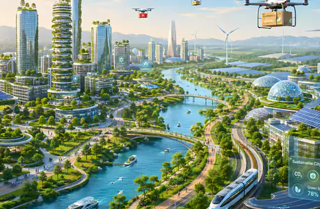 Canal Wallpapers for Apple MacBook 12″ (2304x1440): futurism, skyscrapers, greenery, drone