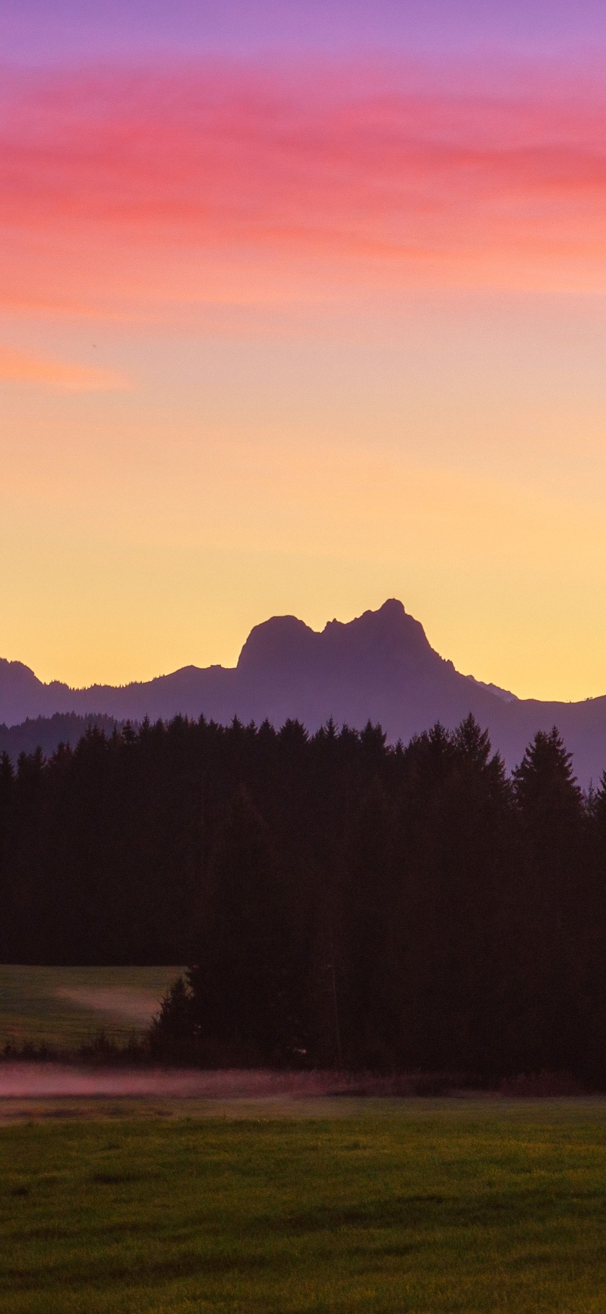 Mountain Forest Valley at Sunset - Wallpapers for iPhone 14 Pro/15 Pro in 1179x2556 resolution