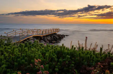 Wallpapers for Apple MacBook Air 13 M2″ (2560x1664): sunset, sea, coast, bridge