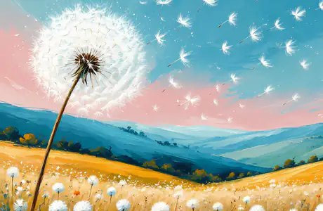 Wallpapers for Samsung/Xiaomi (2000x2000): dandelion, field, hills, painting