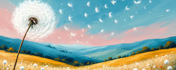 5K2K UltraWide 21:9 wallpapers (5120x2160): dandelion, field, hills, painting