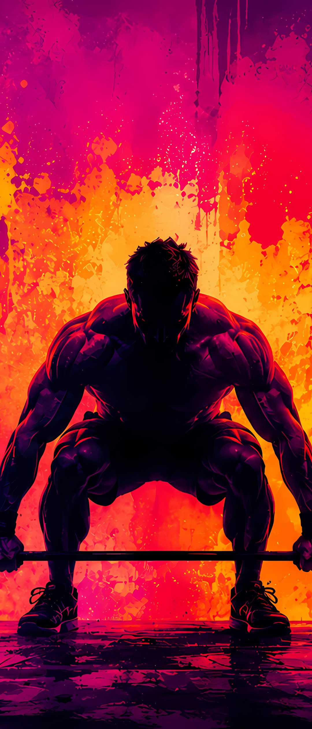 Bodybuilder Lifting a Heavy Barbell - Wallpapers for Samsung Galaxy Z Flip7, Sony Xperia 5 II/5 III/5 V/10 IV/10 V, Xiaomi Mix Fold 3 in 1080x2520 resolution