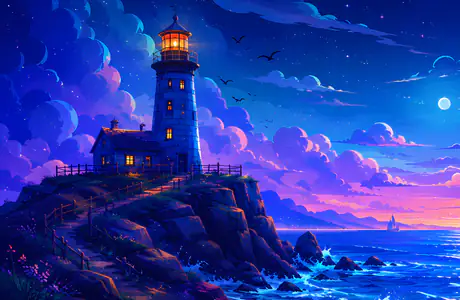 Wallpapers for Apple MacBook 12″ (2304x1440): lighthouse, rock, sea, night