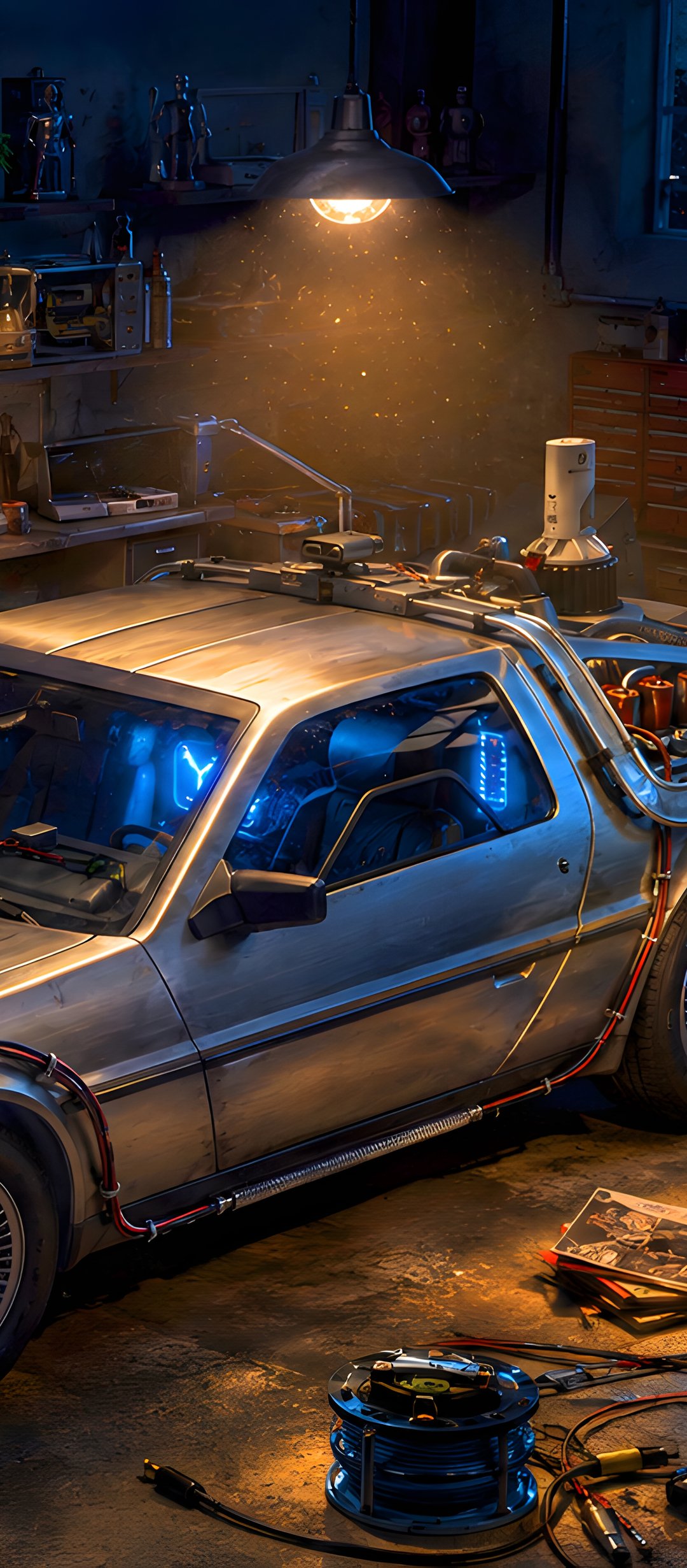 DeLorean DMC-12 Inside the Garage - Wallpapers for TECNO/Infinix in 1080x2460 resolution
