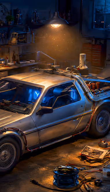Обои освещение для Samsung/LG (720x1280): DeLorean DMC-12, Назад в будущее, гараж, мастерская