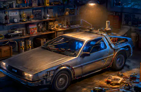 Wallpapers for Apple MacBook 16.2″ (3456x2234): DeLorean DMC-12, Back to the Future, garage, workshop
