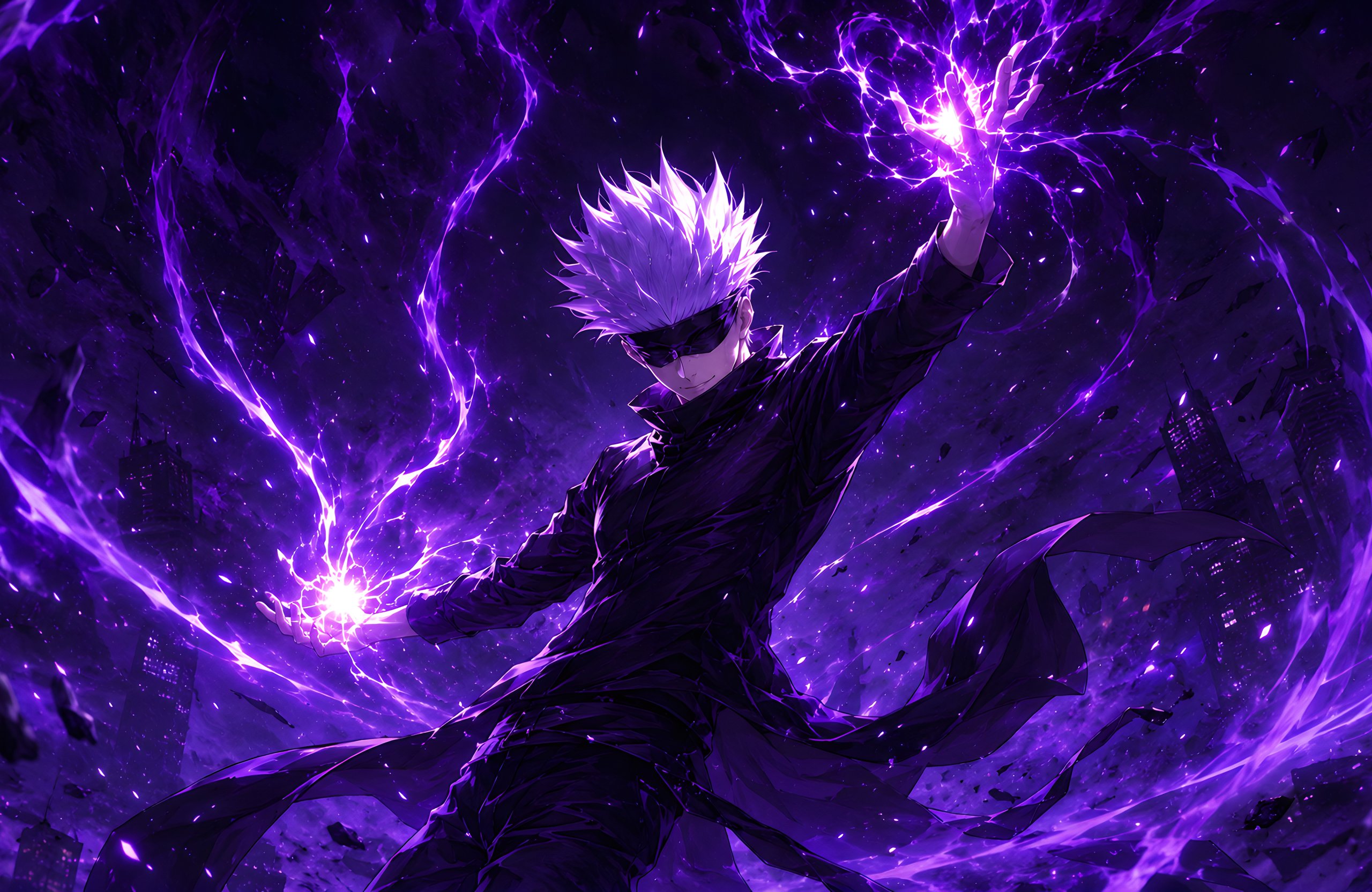 Satoru Gojo with energy in his hands - Wallpapers for Apple MacBook Air 13 M2″ in 2560x1664 resolution