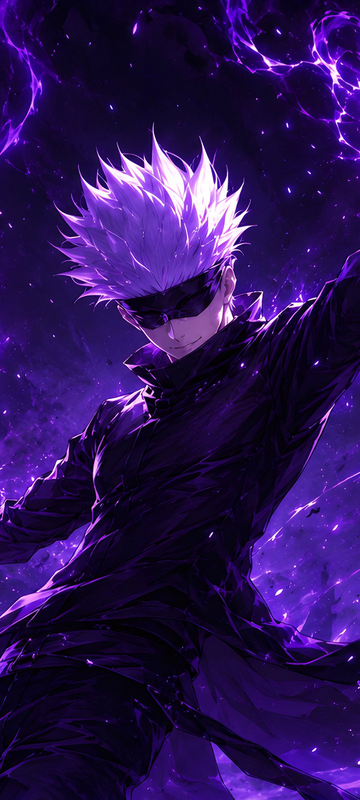 Satoru Gojo with energy in his hands - Wallpapers for Xiaomi Redmi 10C/C40/C51, Samsung Galaxy A12/A02s/A03/M12 in 720x1600 resolution