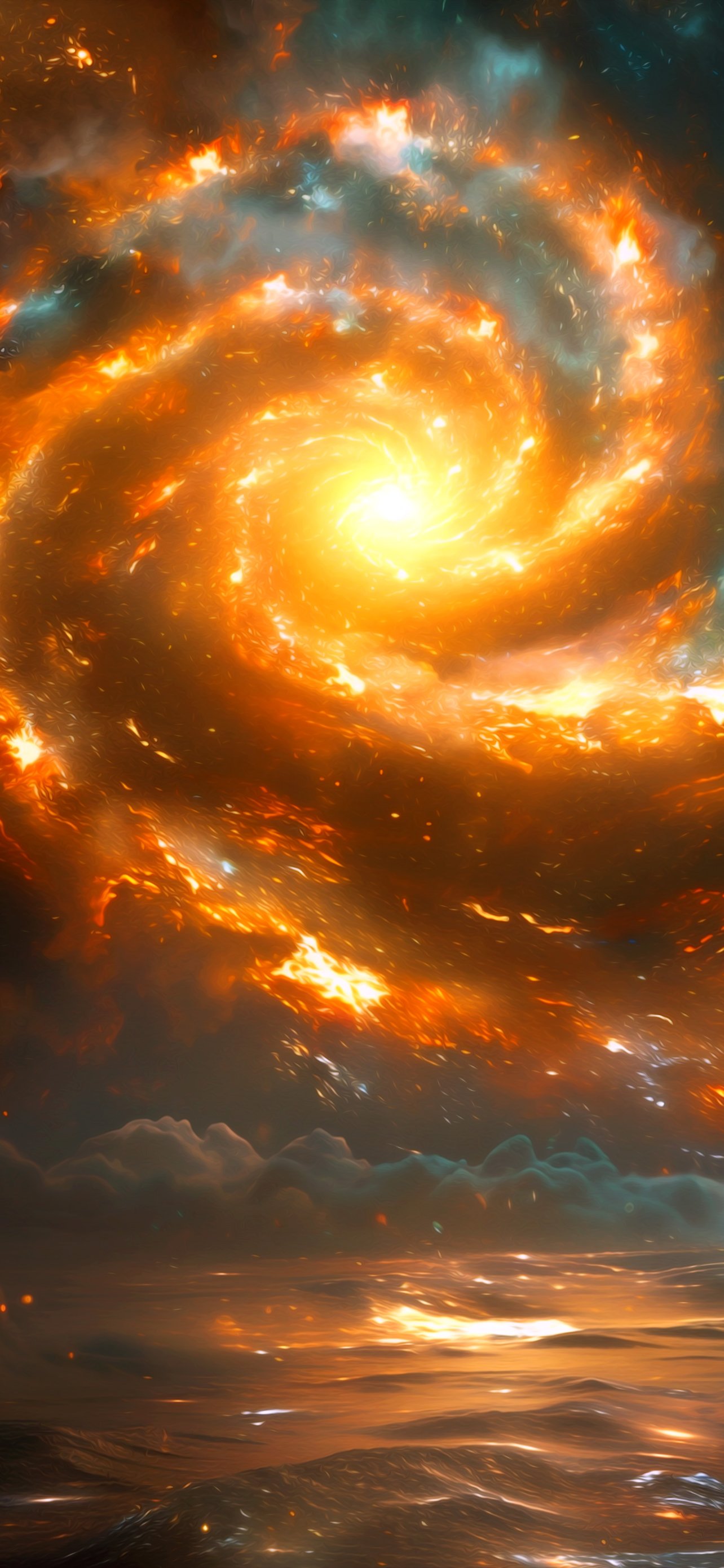 Spiral galaxy with glowing core - Wallpapers for iPhone 13 Pro Max/12 Pro Max/14 Plus in 1284x2778 resolution