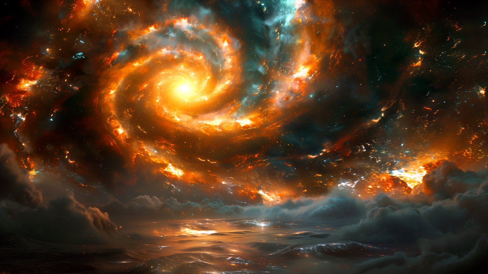 Spiral galaxy with glowing core - wXGA++ wallpapers in 1600x900 resolution