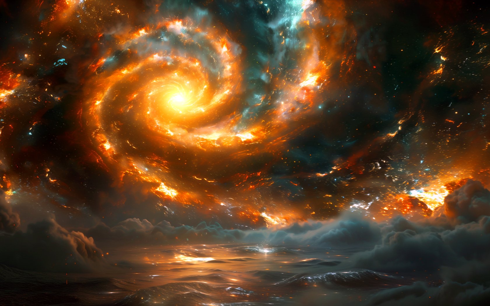 Spiral galaxy with glowing core - WSXGA+ wallpapers in 1680x1050 resolution