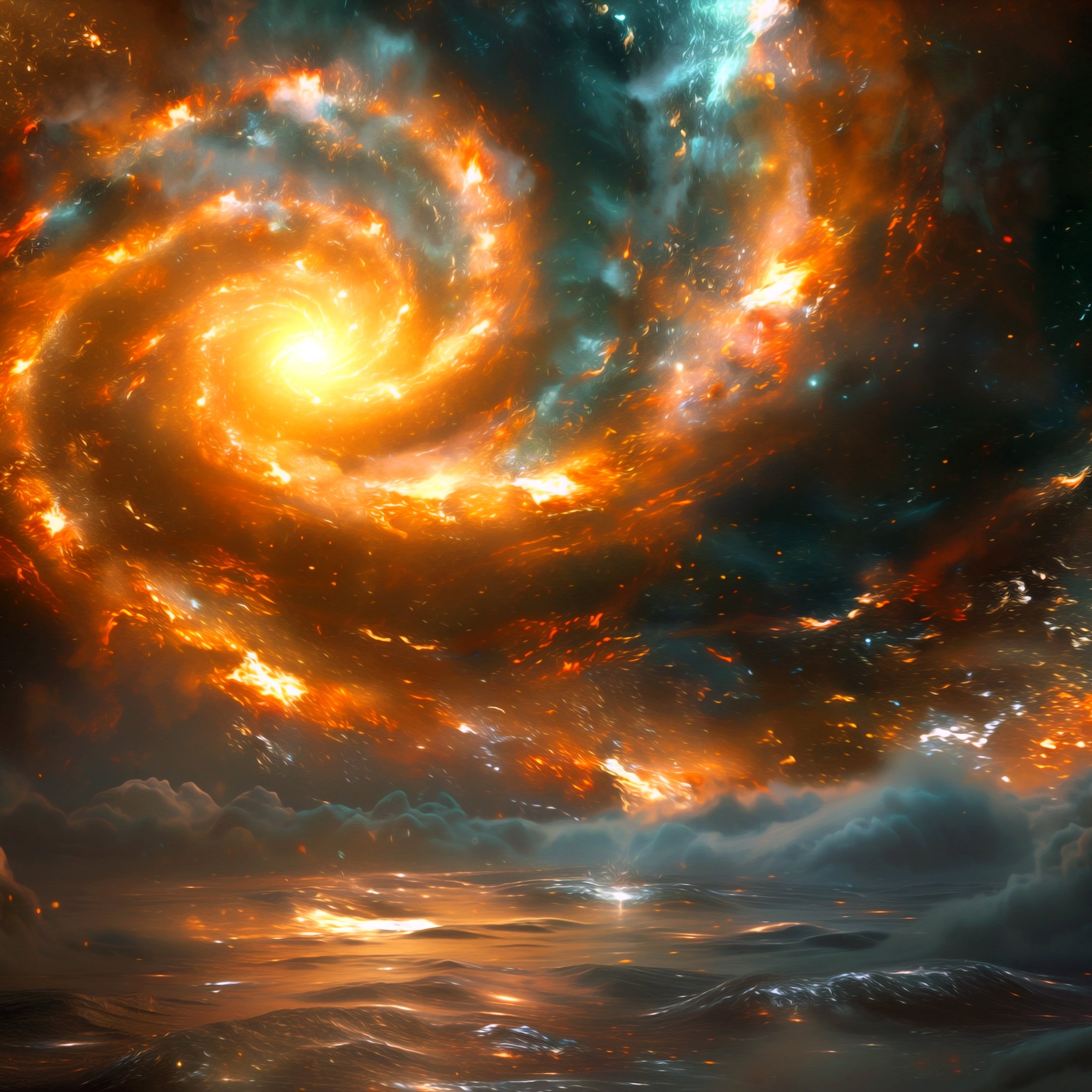Spiral galaxy with glowing core - Wallpapers for iPad Pro 10.5″ in 2224x2224 resolution