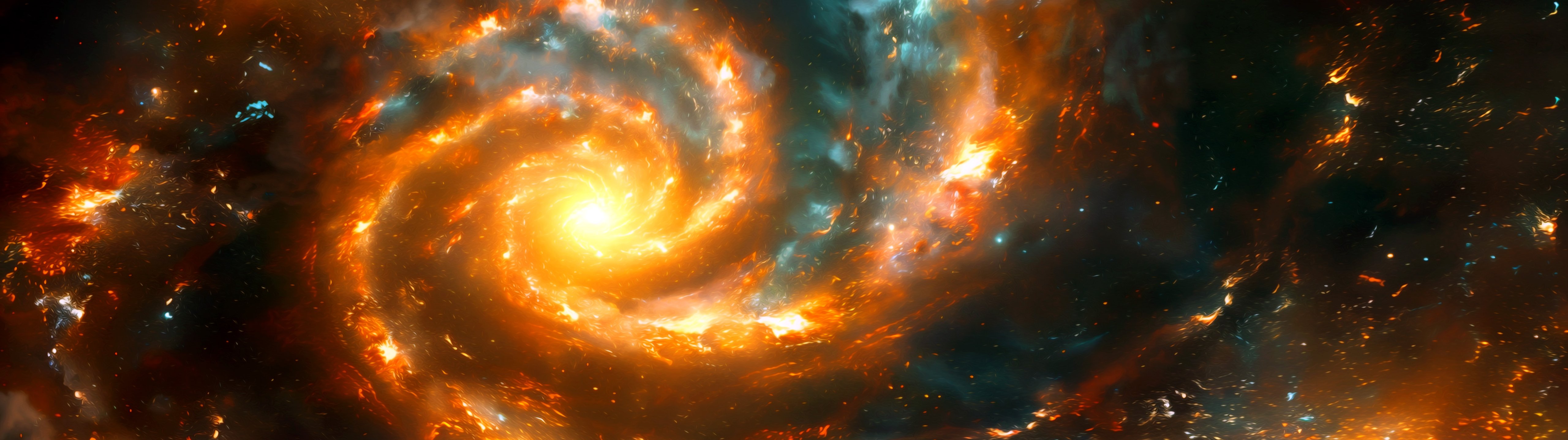Spiral galaxy with glowing core - UltraWide 32:9 wallpapers in 5120x1440 resolution