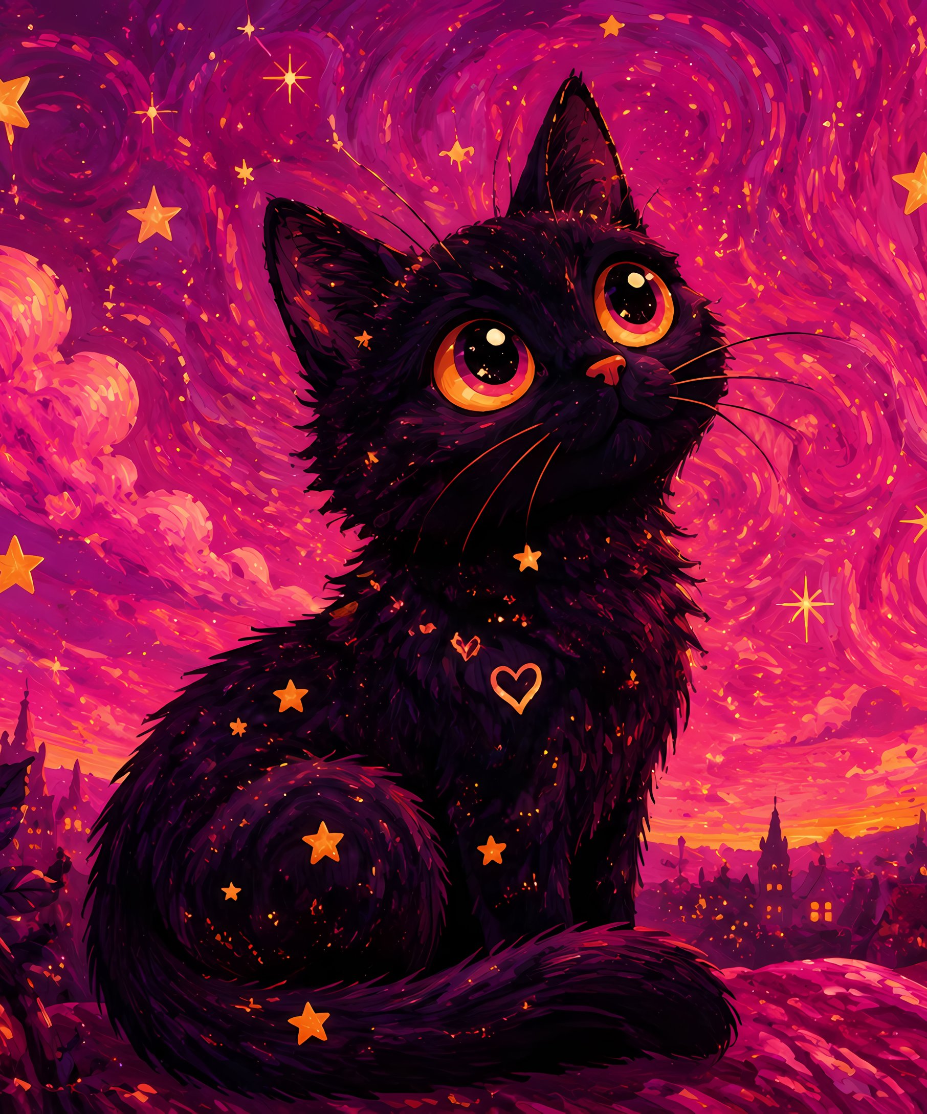Black Kitten Under a Crescent Moon - Wallpapers for Samsung Galaxy Z Fold4/Z Fold5/Z Fold6 in 1812x2176 resolution