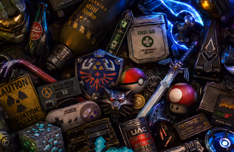 Games Wallpapers for Samsung/Xiaomi (2000x2000): game collage, weapons, armor, shield