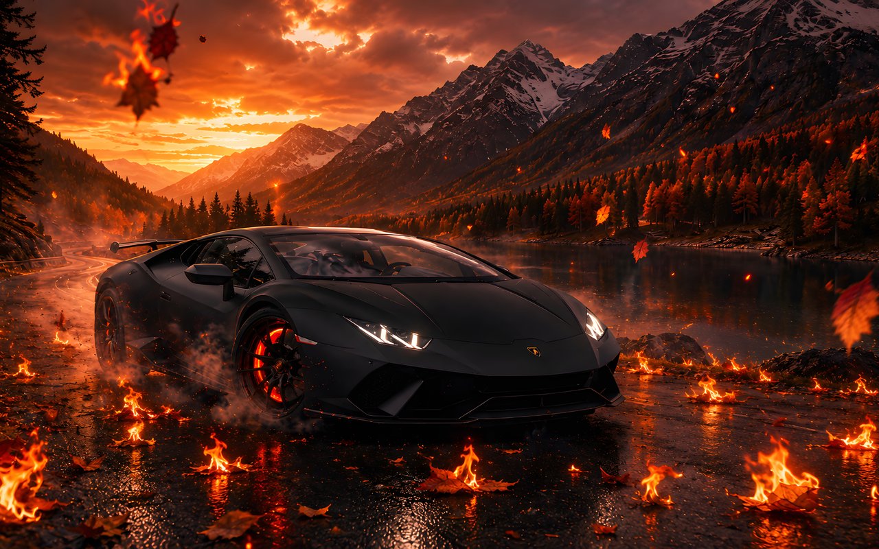 Lamborghini Huracán at Mountain Sunset - WXGA_1280 wallpapers in 1280x800 resolution