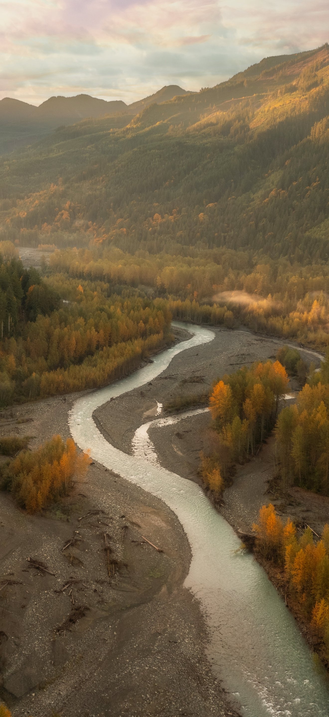 Mountains and a winding stream in autumn - Wallpapers for iPhone 18 Pro Max/17 Pro Max/16 Pro Max in 1320x2868 resolution