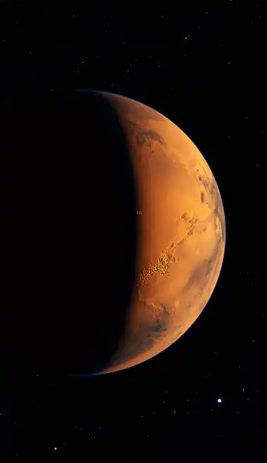 Wallpapers for iPhone 6/6S/7/8/SE2/SE3 (750x1334): Mars, Solar system, stars, shadow
