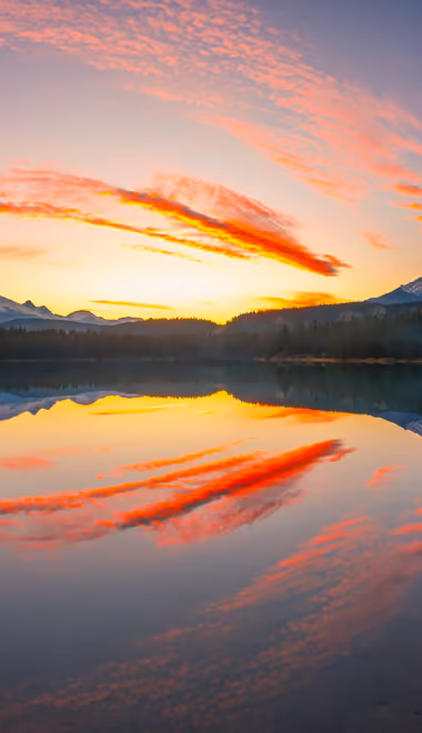 Nature wallpapers: Alberta, sunset, mountains, lake