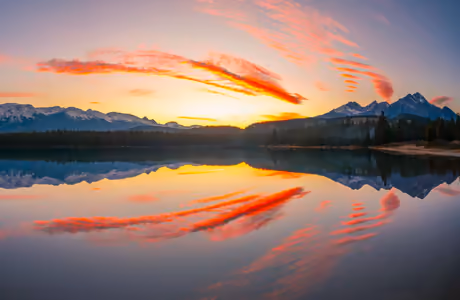 Nature wallpapers: Alberta, sunset, mountains, lake