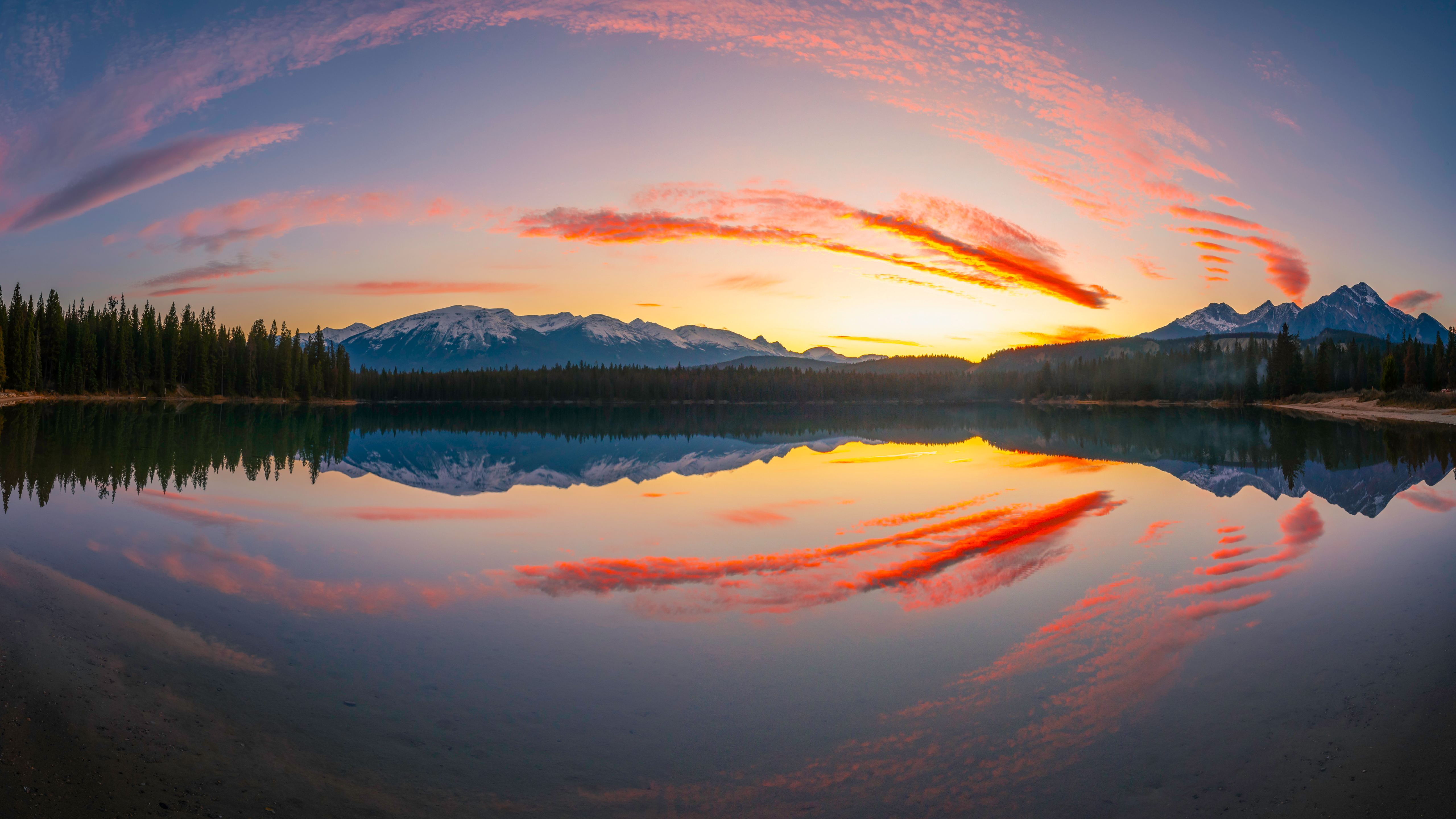 Alberta Mountain Lake at Sunset - 5K wallpapers in 5120x2880 resolution