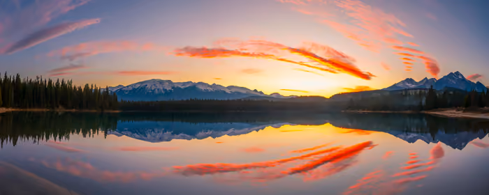 UltraWide 32:9 wallpapers (3840x1080): Alberta, sunset, mountains, lake