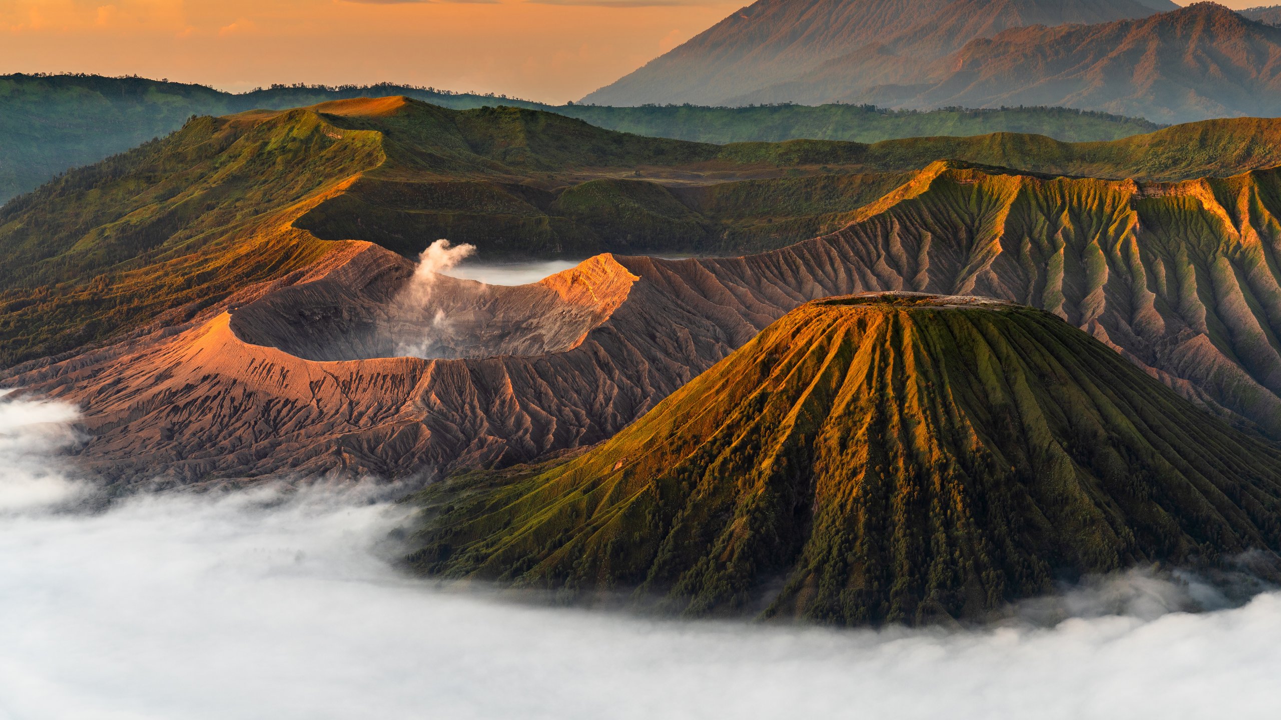 Bromo Volcano and Mountain Valley - 2K Quad HD wallpapers in 2560x1440 resolution