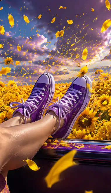 Wallpapers for Samsung Galaxy M55, POCO M4/X4/X5, Xiaomi Redmi 12/13/Note 13/Note 14/Note 14S (1080x2400): woman, window, sunflower, sneakers