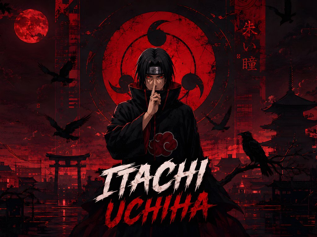 Itachi Uchiha at a Temple Torii - XVGA wallpapers in 1024x768 resolution