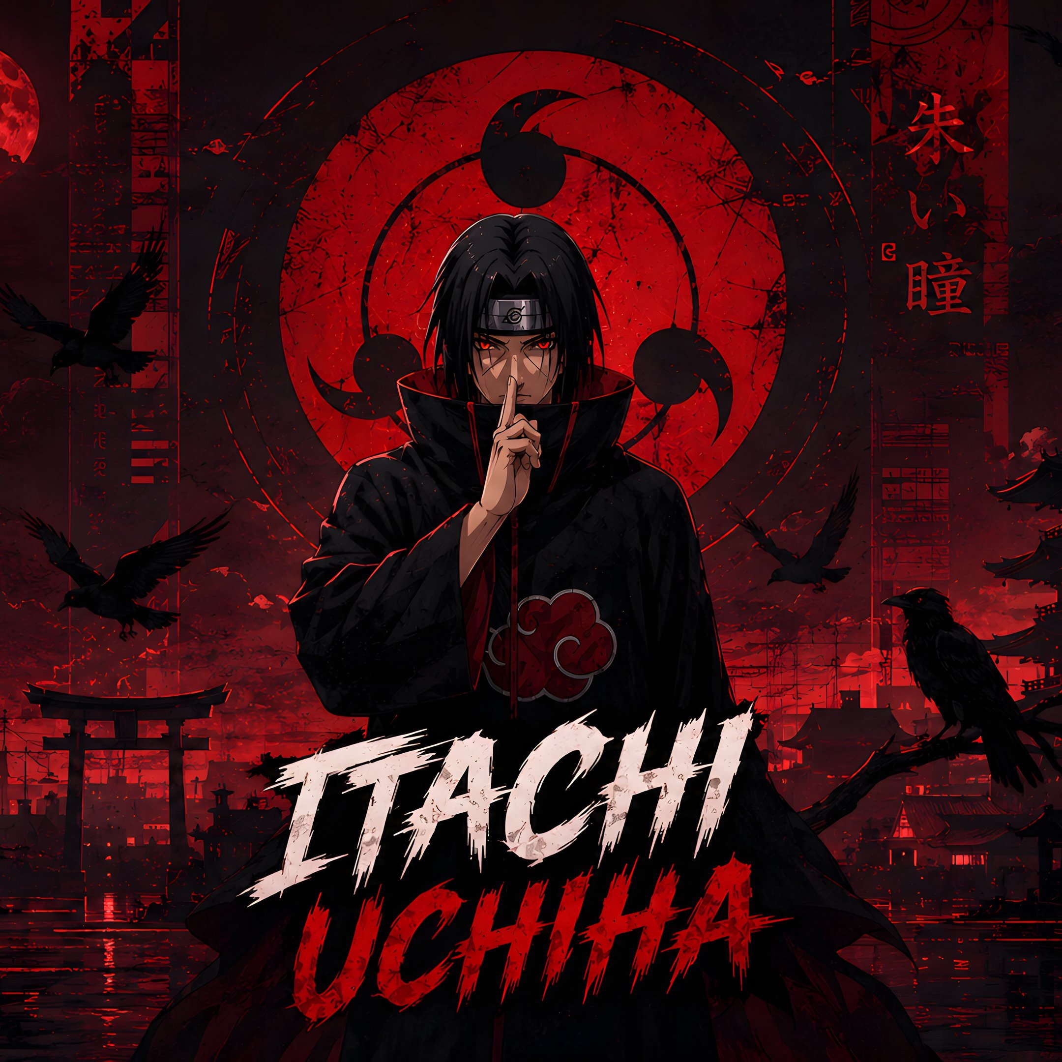 Itachi Uchiha at a Temple Torii - Wallpapers for iPad 10.2″ in 2160x2160 resolution
