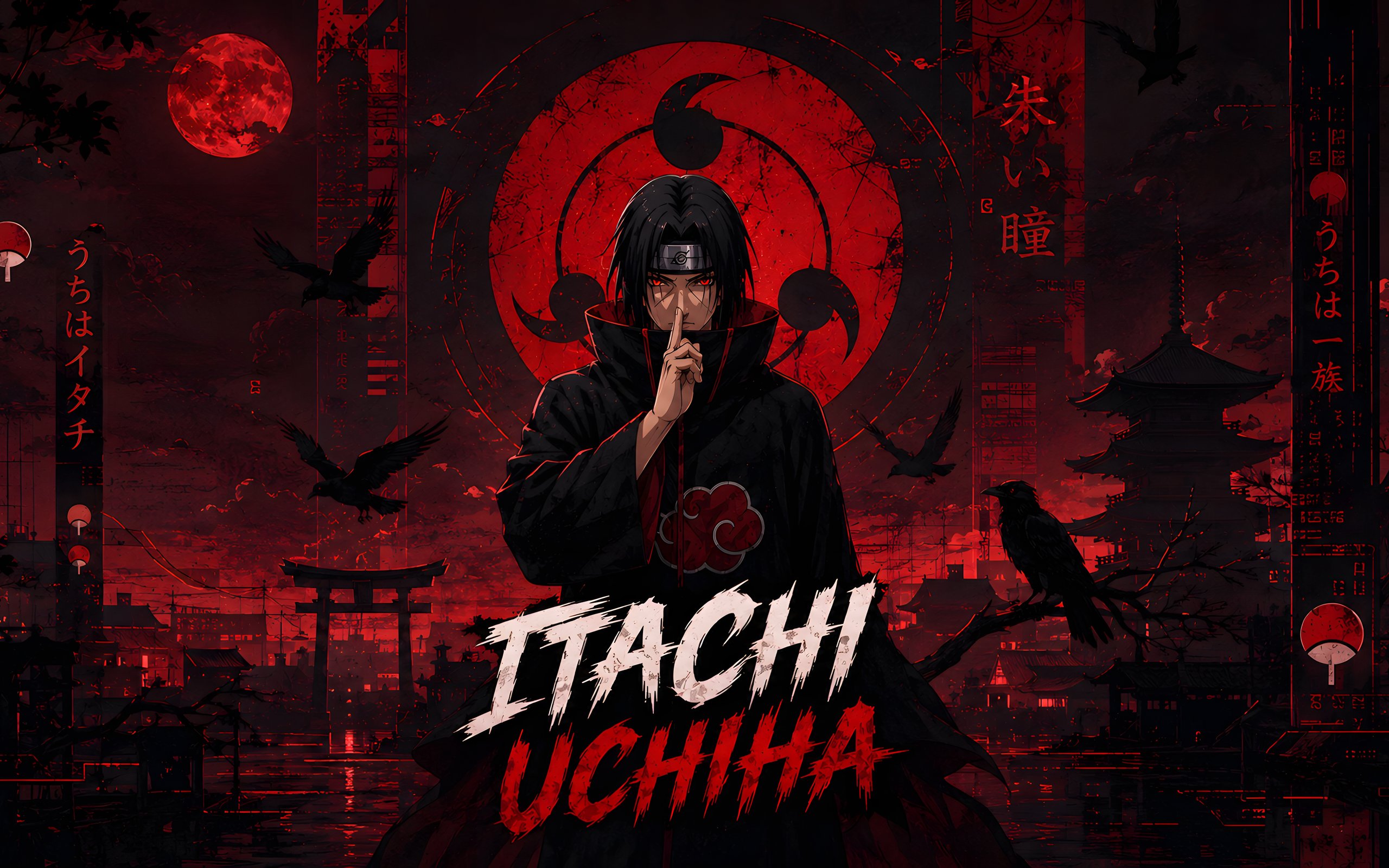 Itachi Uchiha at a Temple Torii - WQXGA and for Apple MacBook Air 13 wallpapers in 2560x1600 resolution