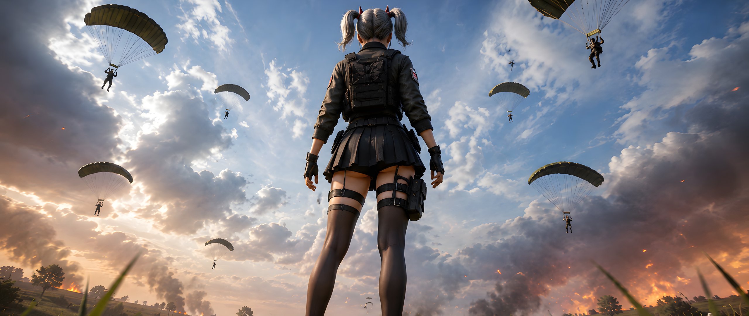 Девушка из PUBG перед битвой - UltraWide 21:9 обои в разрешении 2560x1080