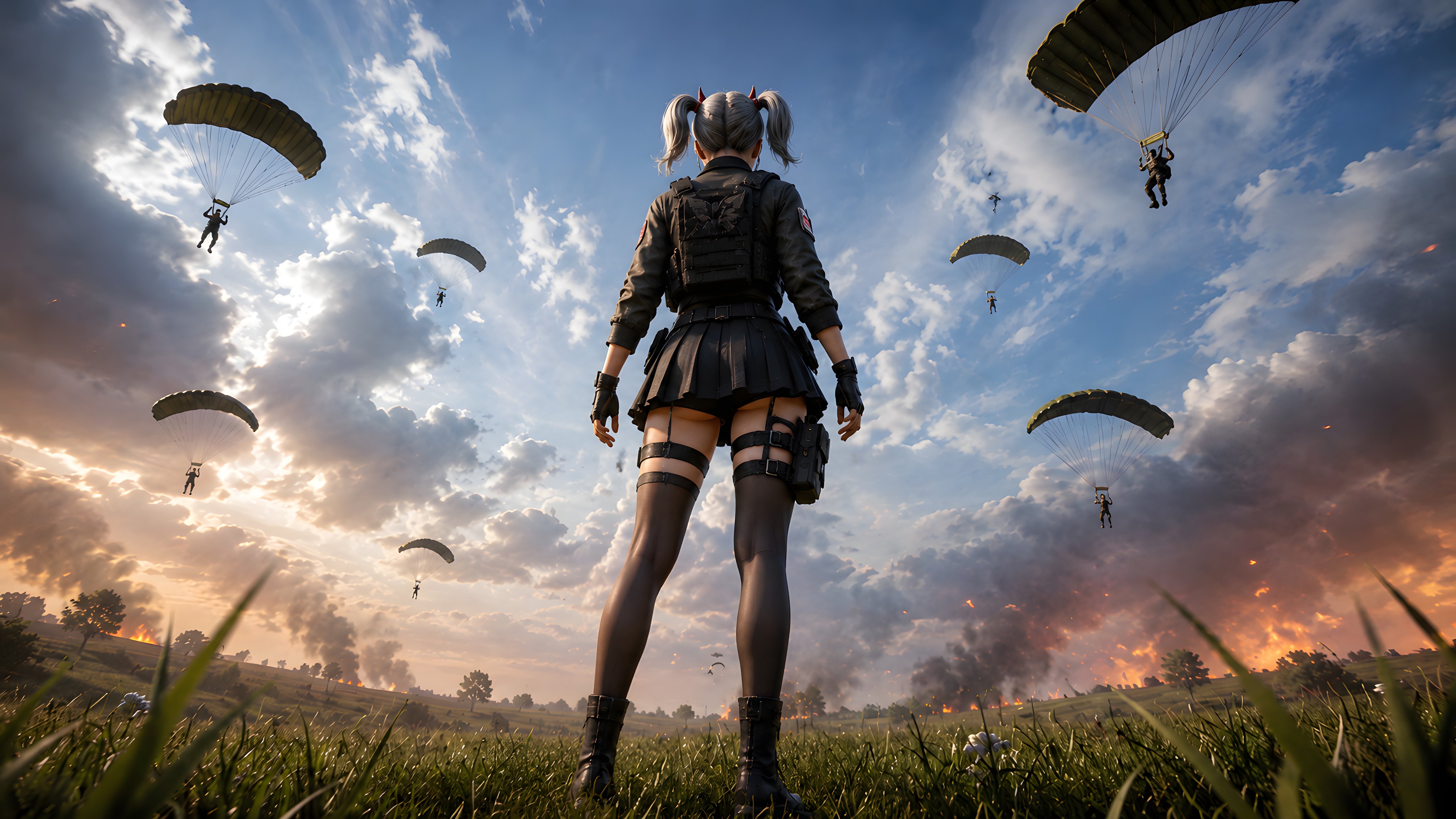 Девушка из PUBG перед битвой - 5K обои в разрешении 5120x2880