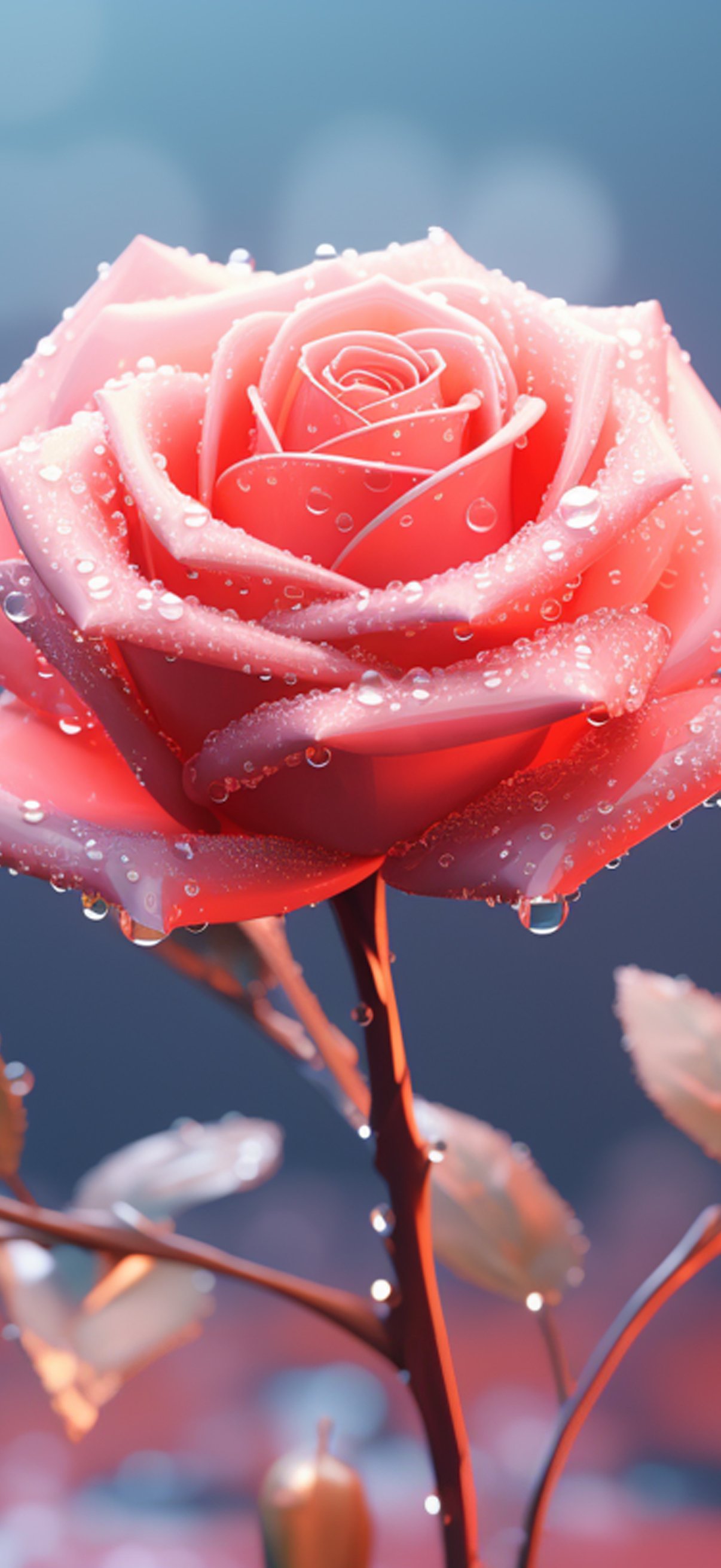 Pink Rose Covered in Dew Drops - Wallpapers for iPhone 17 Pro/17/16 Pro in 1206x2622 resolution